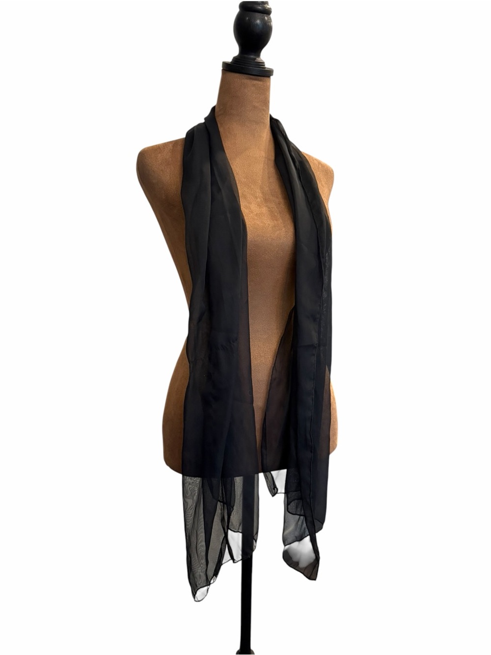 Womens Long Scarf Black Sheer Rectangle Classic 62x19β Formal Preppy Career